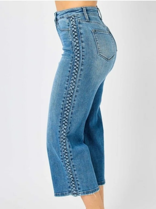 Judy Blue Denim - Judy Blue High Waist Cropped Jeans with Braided Side Trim Size 31